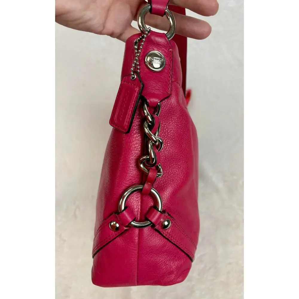 Coach Medium Y2K Carly in Fuchsia/Barbie Pink Pebbled Leather with Scarf